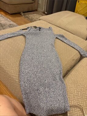 Buffalo David Bitton Speckled Navy & White Fitted Long-Sleeve Dress